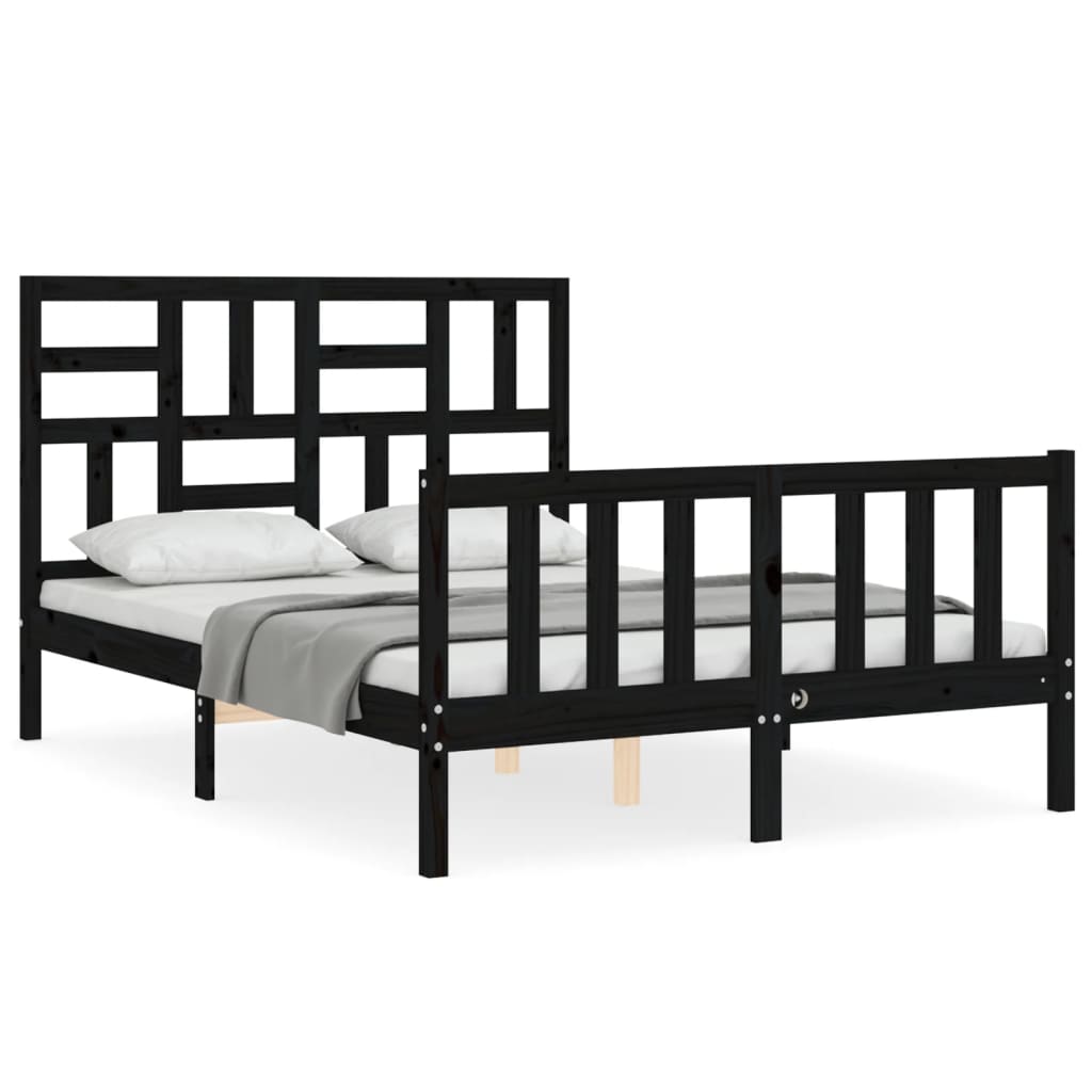 Cadre de lit sans matelas noir 120x200 cm bois de pin massif