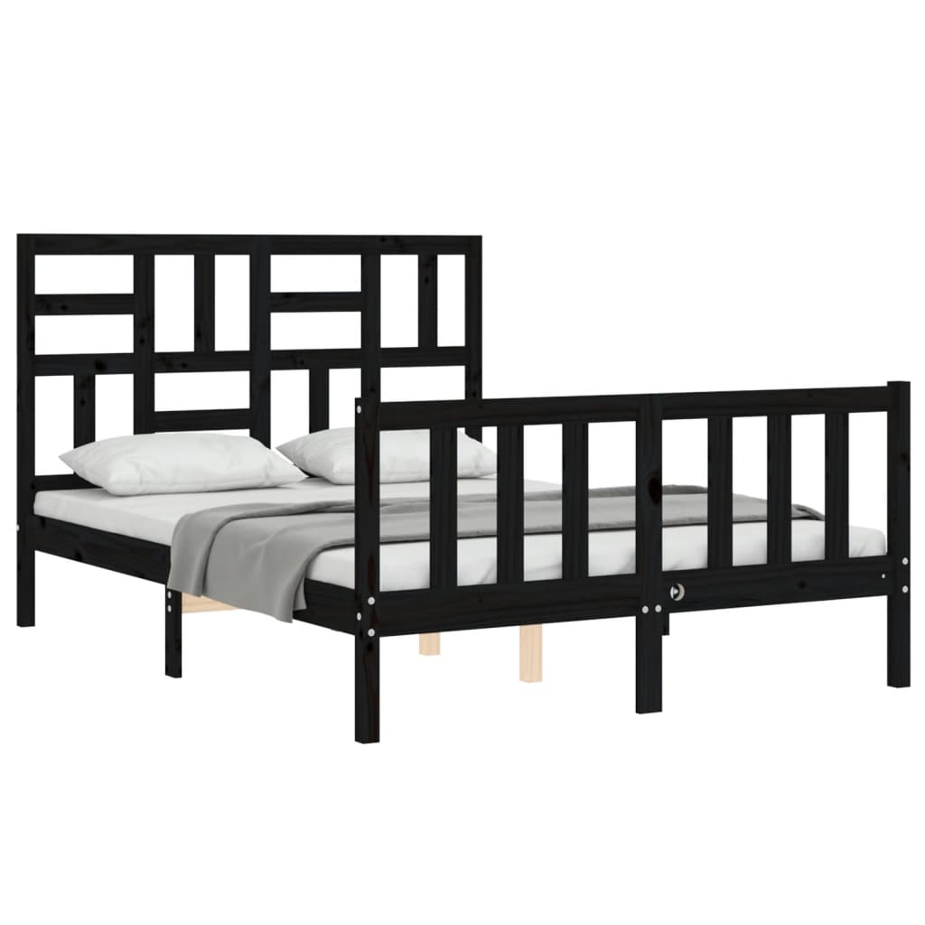 Cadre de lit sans matelas noir 120x200 cm bois de pin massif