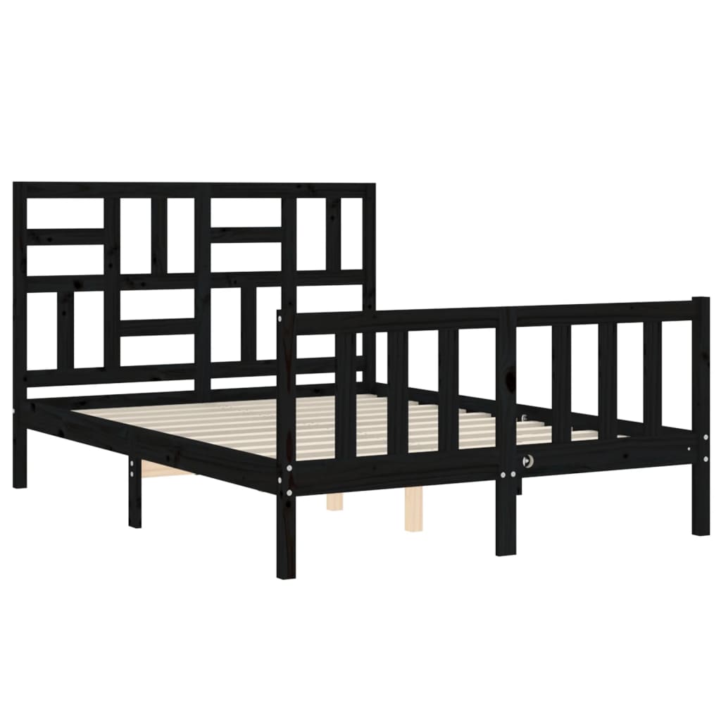 Cadre de lit sans matelas noir 120x200 cm bois de pin massif