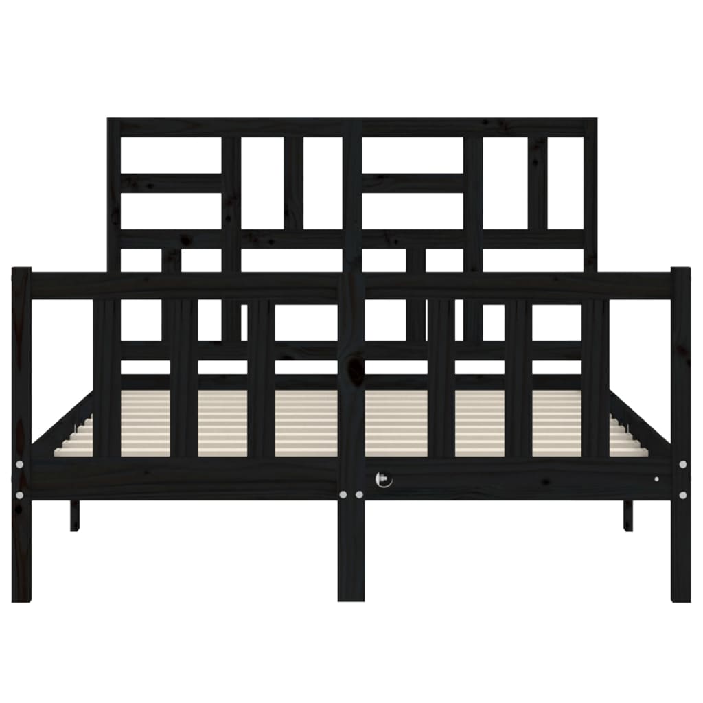 Cadre de lit sans matelas noir 120x200 cm bois de pin massif