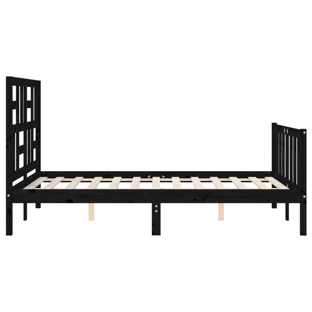 Cadre de lit sans matelas noir 120x200 cm bois de pin massif