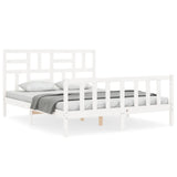 Cadre de lit sans matelas blanc bois de pin massif