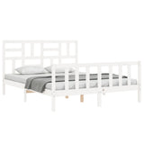 Cadre de lit sans matelas blanc bois de pin massif