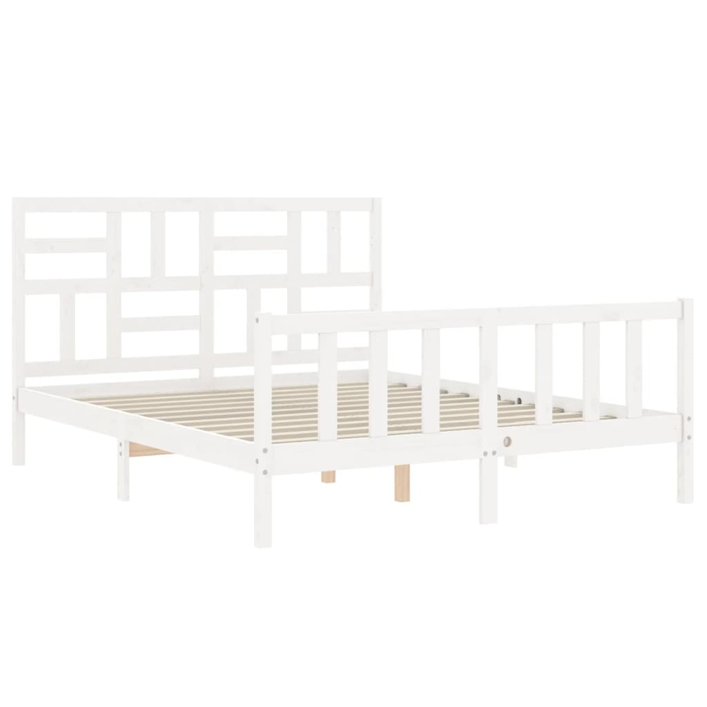 Cadre de lit sans matelas blanc bois de pin massif