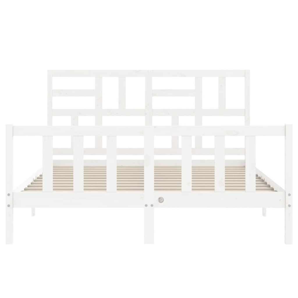 Cadre de lit sans matelas blanc bois de pin massif