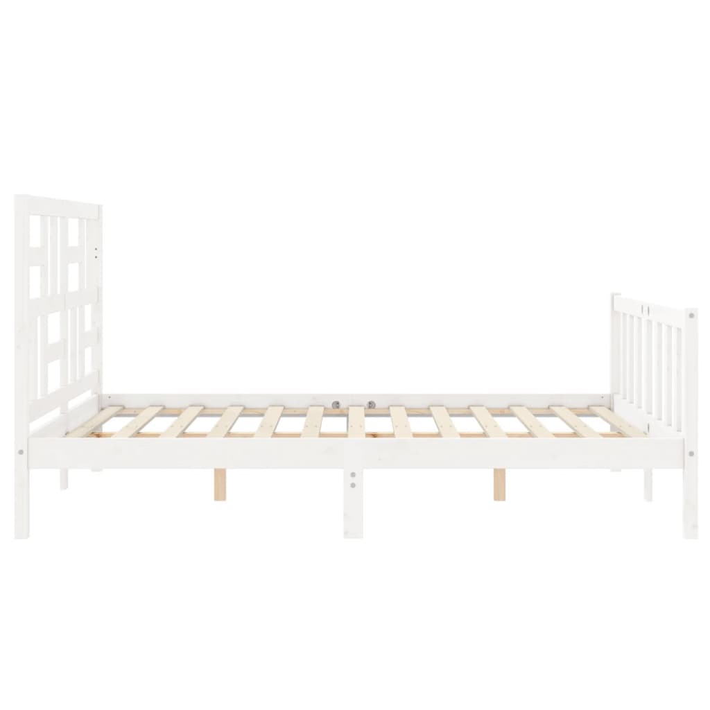 Cadre de lit sans matelas blanc bois de pin massif