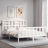 Cadre de lit sans matelas blanc bois de pin massif