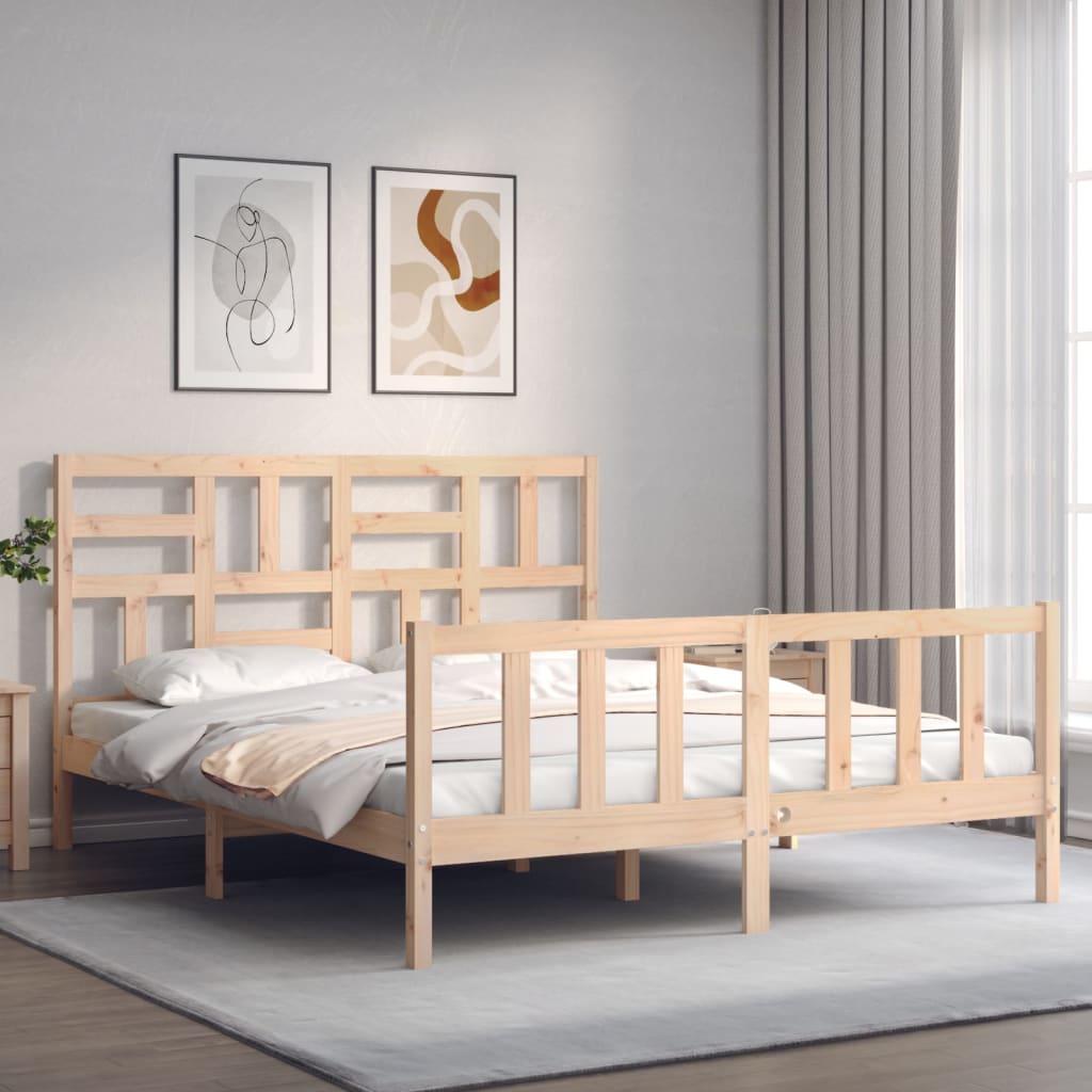 Bed frame without mattress 160x200 cm solid pine wood