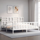 Cadre de lit sans matelas blanc 200x200 cm bois massif de pin