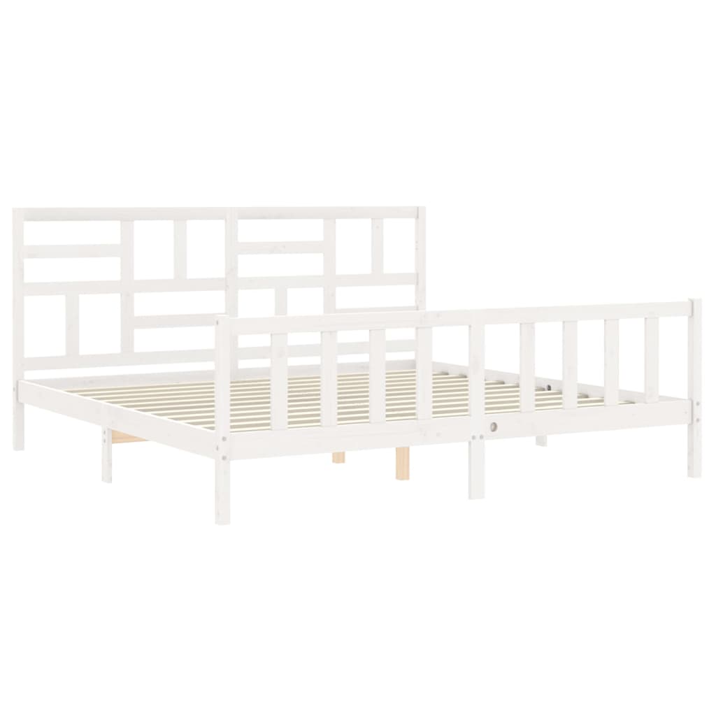 Cadre de lit sans matelas blanc 200x200 cm bois massif de pin