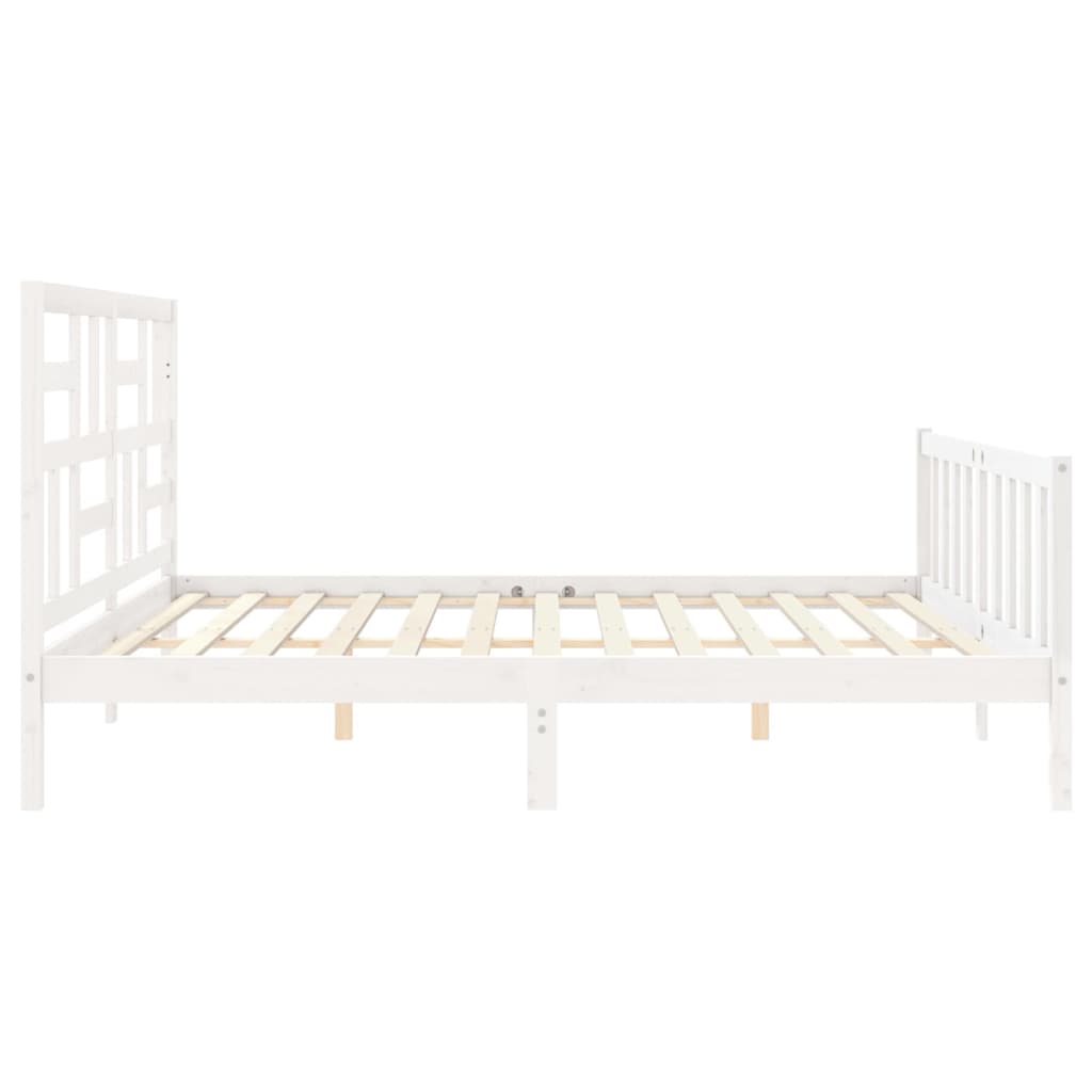 Cadre de lit sans matelas blanc 200x200 cm bois massif de pin