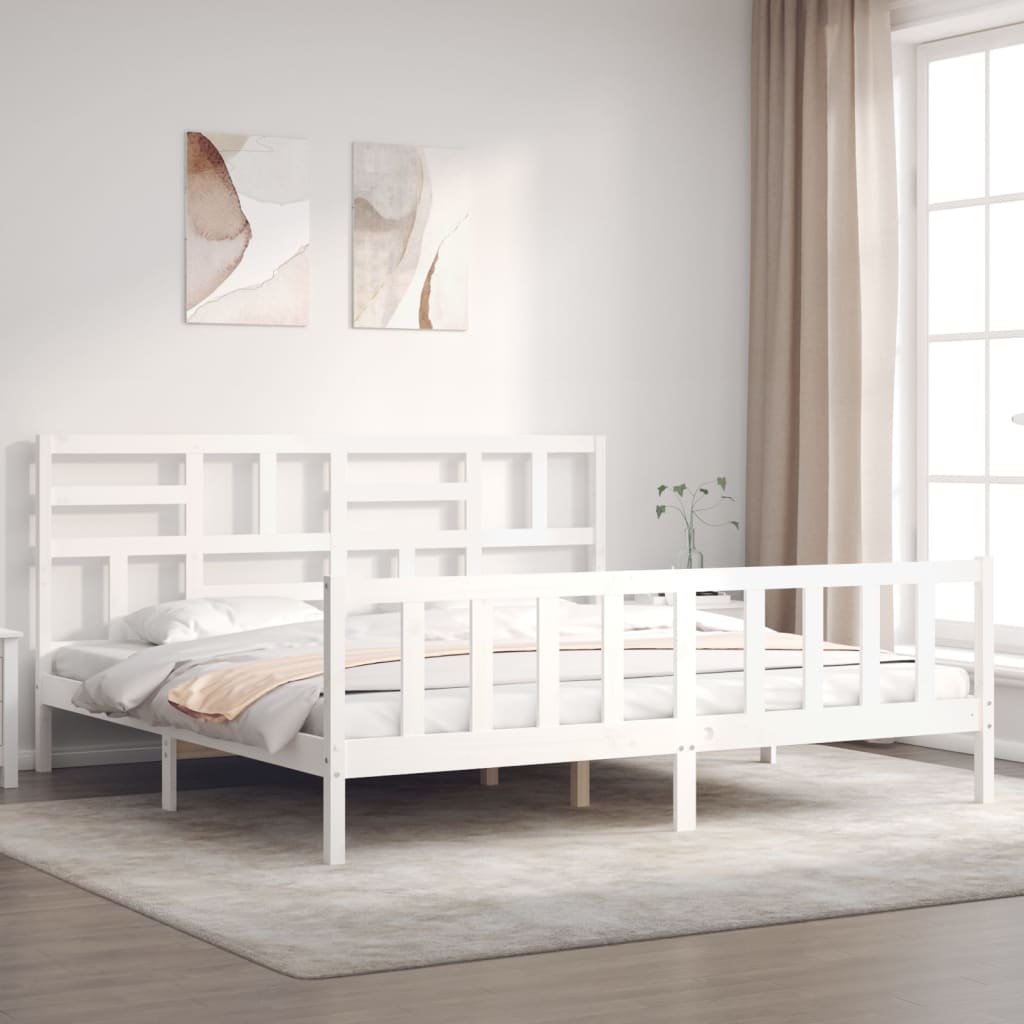 Cadre de lit sans matelas blanc 200x200 cm bois massif de pin