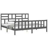 Cadre de lit sans matelas gris 200x200 cm bois massif de pin