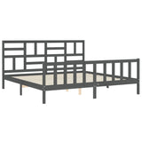 Cadre de lit sans matelas gris 200x200 cm bois massif de pin