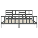 Cadre de lit sans matelas gris 200x200 cm bois massif de pin