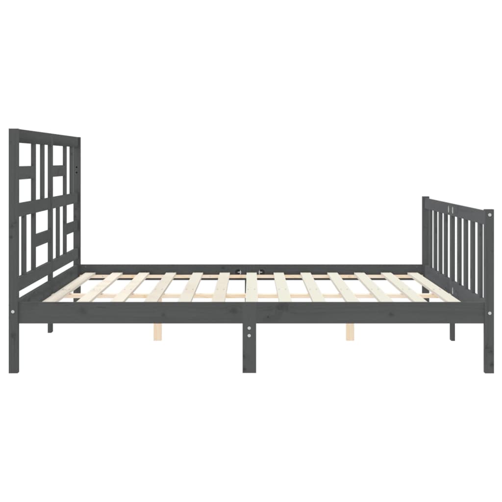 Cadre de lit sans matelas gris 200x200 cm bois massif de pin