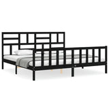 Cadre de lit sans matelas noir 200x200 cm bois massif de pin