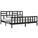 Cadre de lit sans matelas noir 200x200 cm bois massif de pin