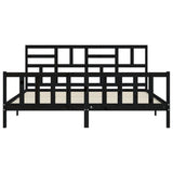 Cadre de lit sans matelas noir 200x200 cm bois massif de pin