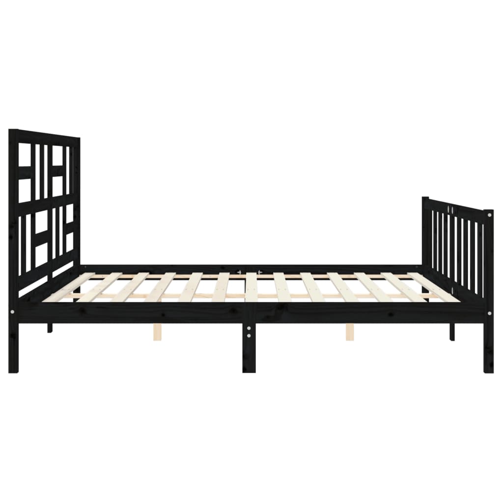 Cadre de lit sans matelas noir 200x200 cm bois massif de pin