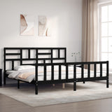 Cadre de lit sans matelas noir 200x200 cm bois massif de pin