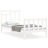 Bed frame without mattress white solid pine wood