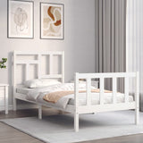 Bed frame without mattress white solid pine wood