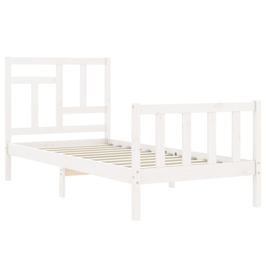 Bed frame without mattress white solid pine wood