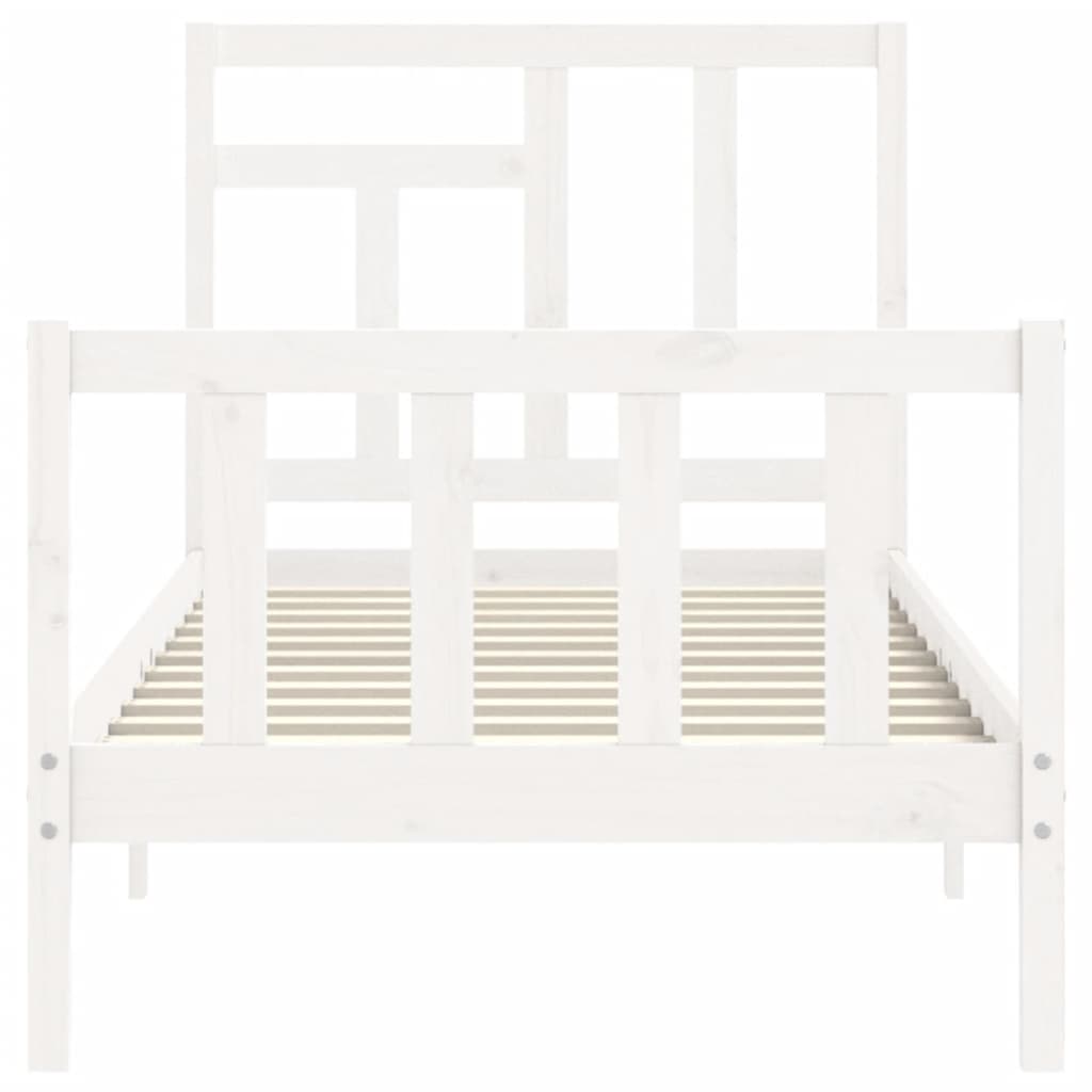 Bed frame without mattress white solid pine wood