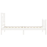 Bed frame without mattress white solid pine wood