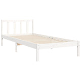 Bed frame without mattress white solid pine wood