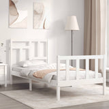 Bed frame without mattress white solid pine wood