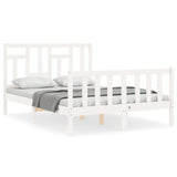 Bed frame without mattress white solid pine wood