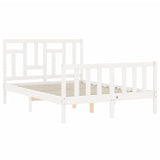 Bed frame without mattress white solid pine wood