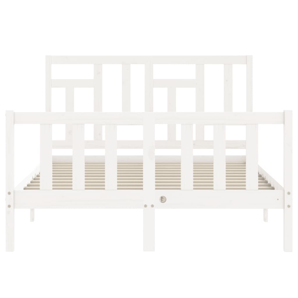 Bed frame without mattress white solid pine wood