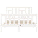 Bed frame without mattress white solid pine wood