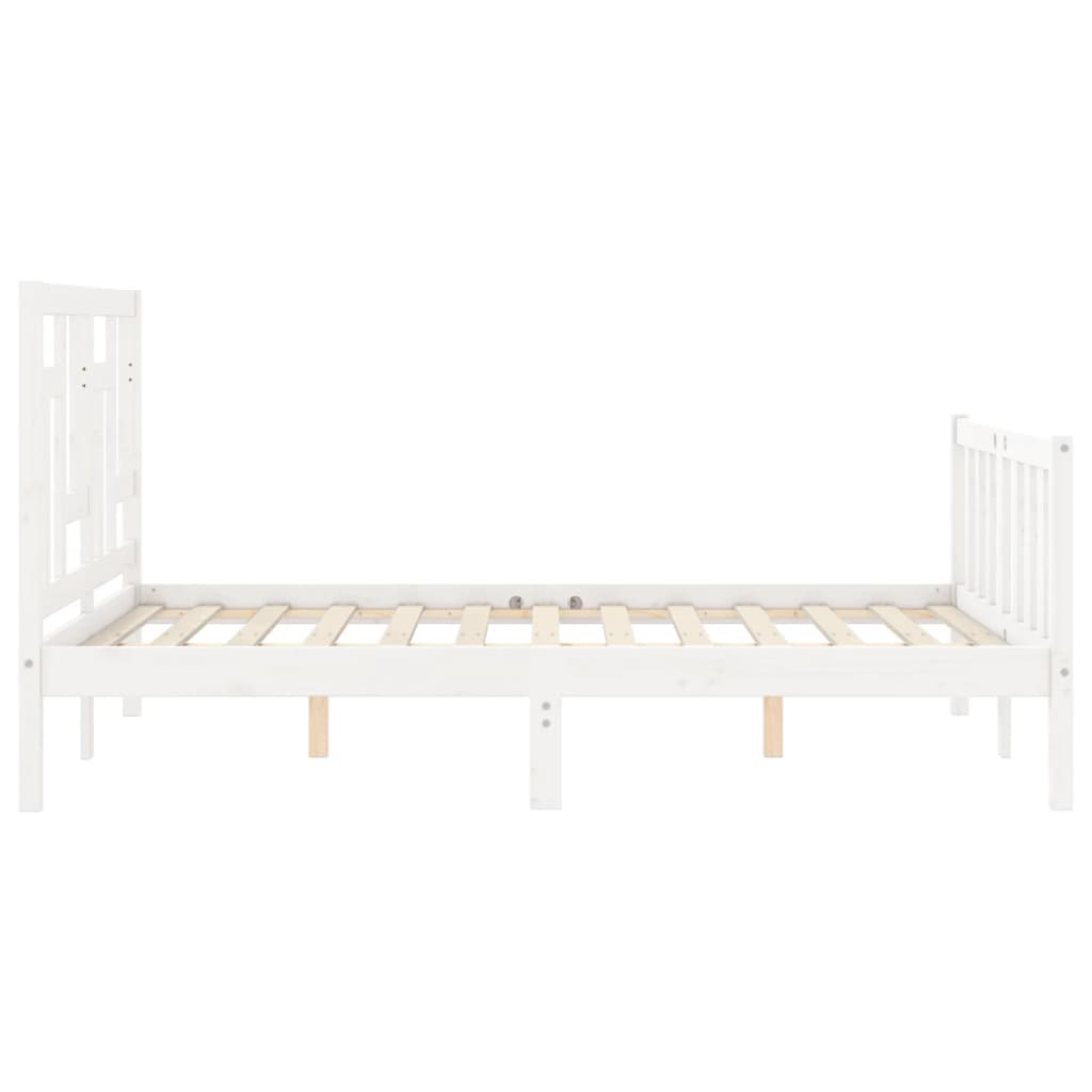 Bed frame without mattress white solid pine wood