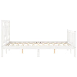 Bed frame without mattress white solid pine wood