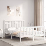 Bed frame without mattress white solid pine wood