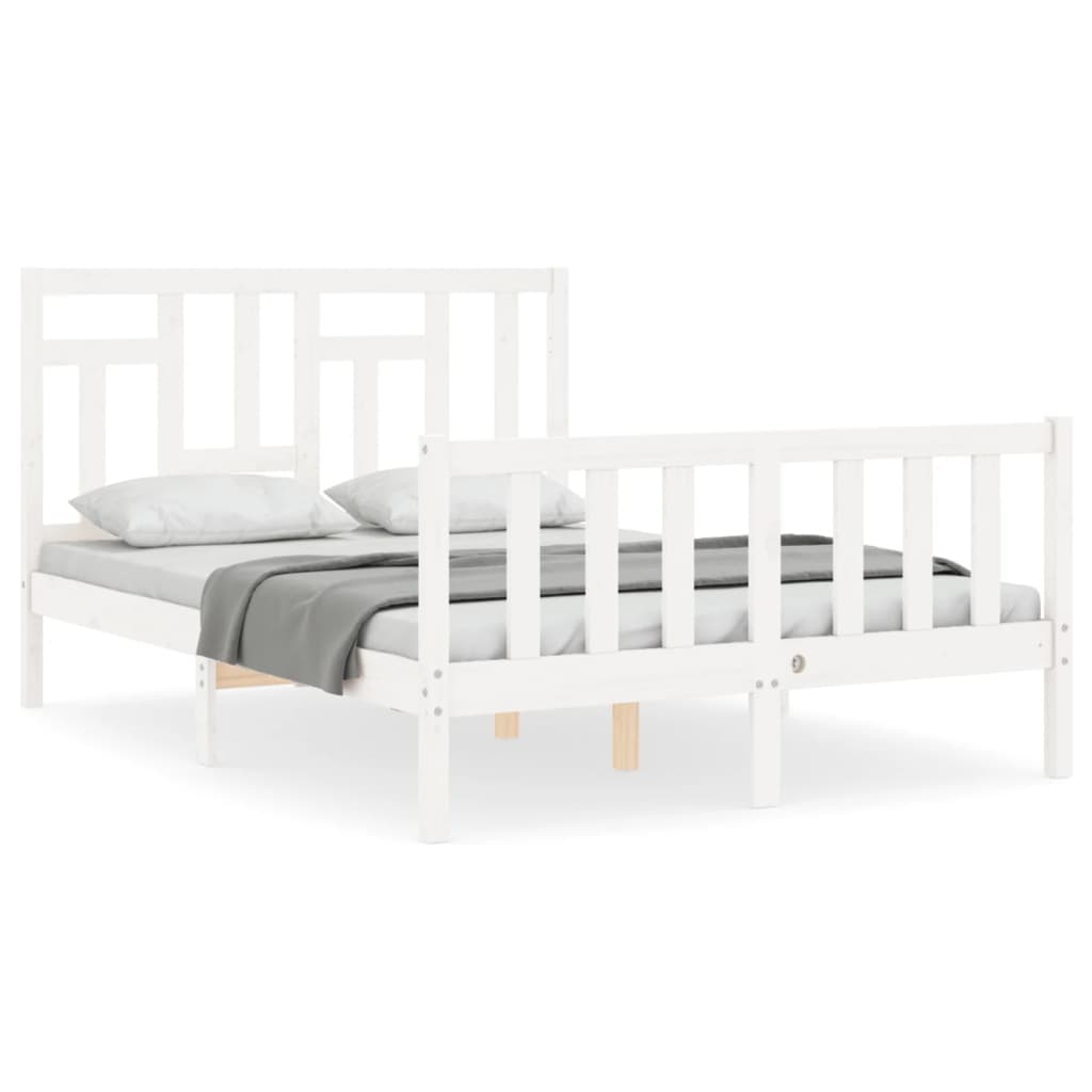 Cadre de lit sans matelas blanc 140x190 cm bois de pin massif