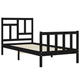 Cadre de lit sans matelas noir 90x200 cm bois de pin massif