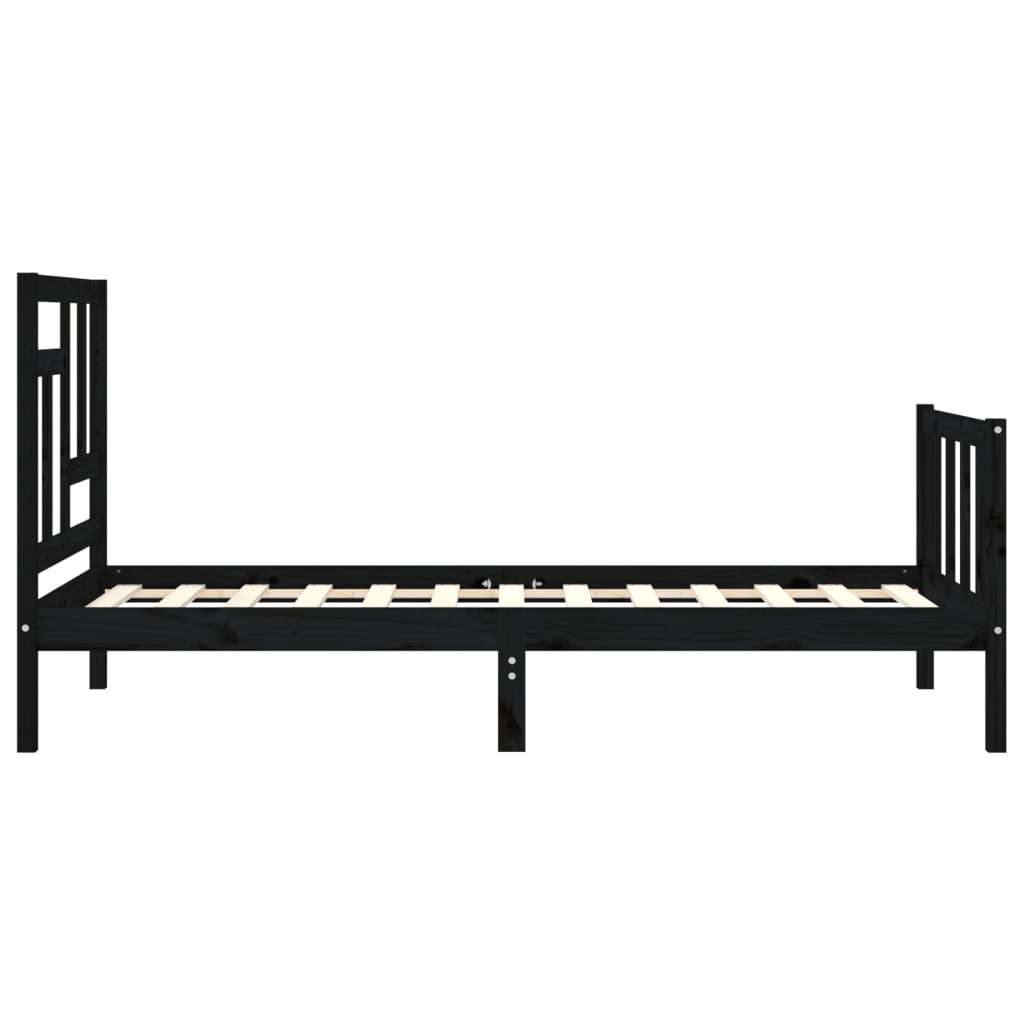 Cadre de lit sans matelas noir 90x200 cm bois de pin massif