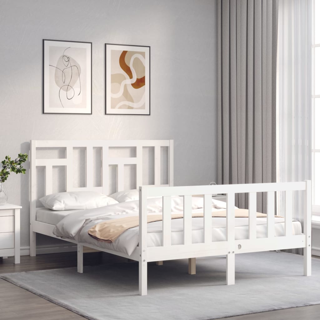 Cadre de lit sans matelas blanc 120x200 cm bois de pin massif