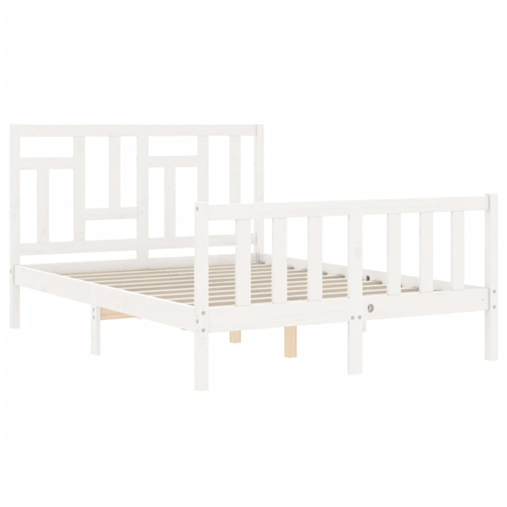 Cadre de lit sans matelas blanc 120x200 cm bois de pin massif