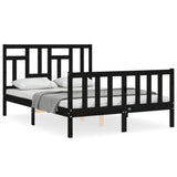 Cadre de lit sans matelas noir 120x200 cm bois de pin massif