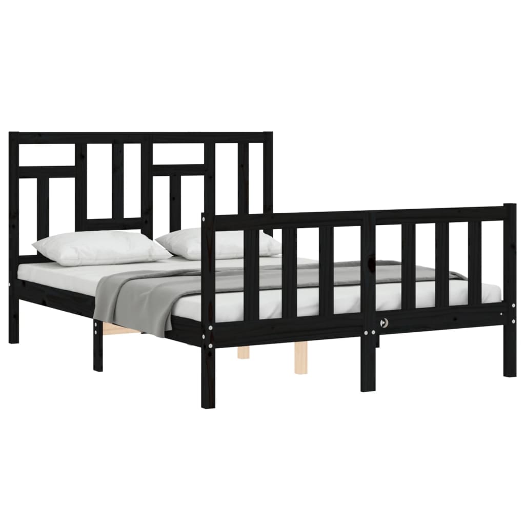 Cadre de lit sans matelas noir 120x200 cm bois de pin massif