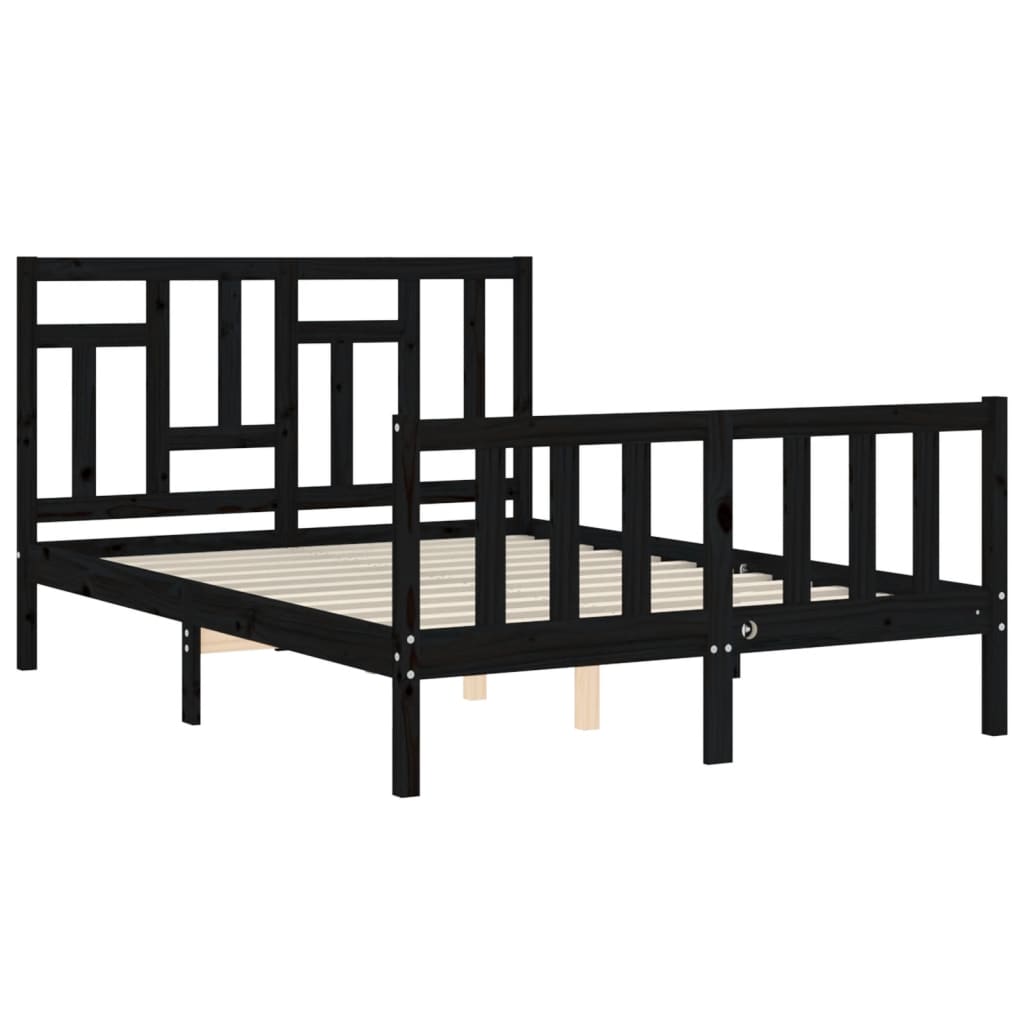 Cadre de lit sans matelas noir 120x200 cm bois de pin massif