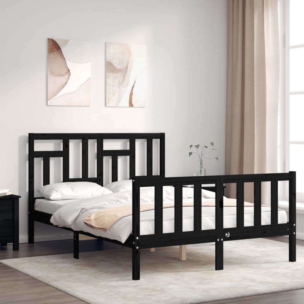 Cadre de lit sans matelas noir 120x200 cm bois de pin massif