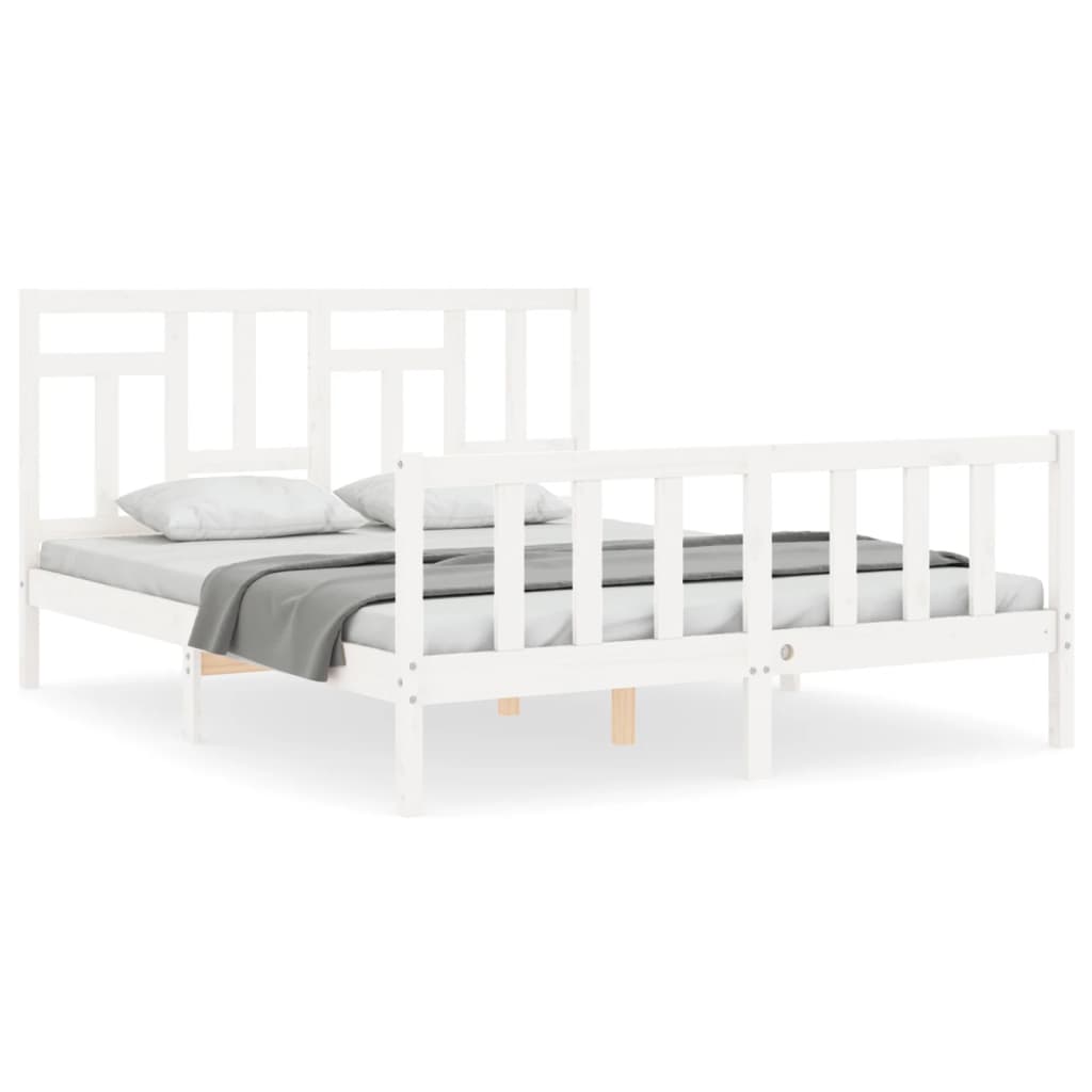 Cadre de lit sans matelas blanc bois de pin massif