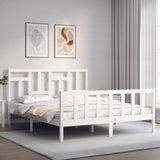 Cadre de lit sans matelas blanc bois de pin massif